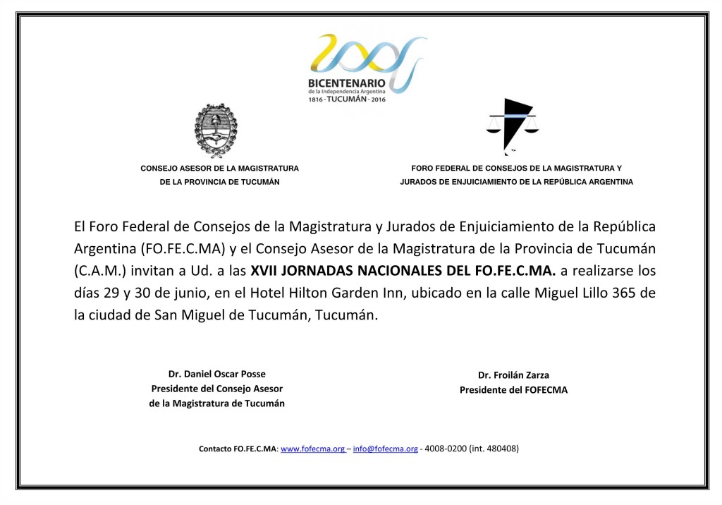 Invitación Jornada Fofecma Tucumán